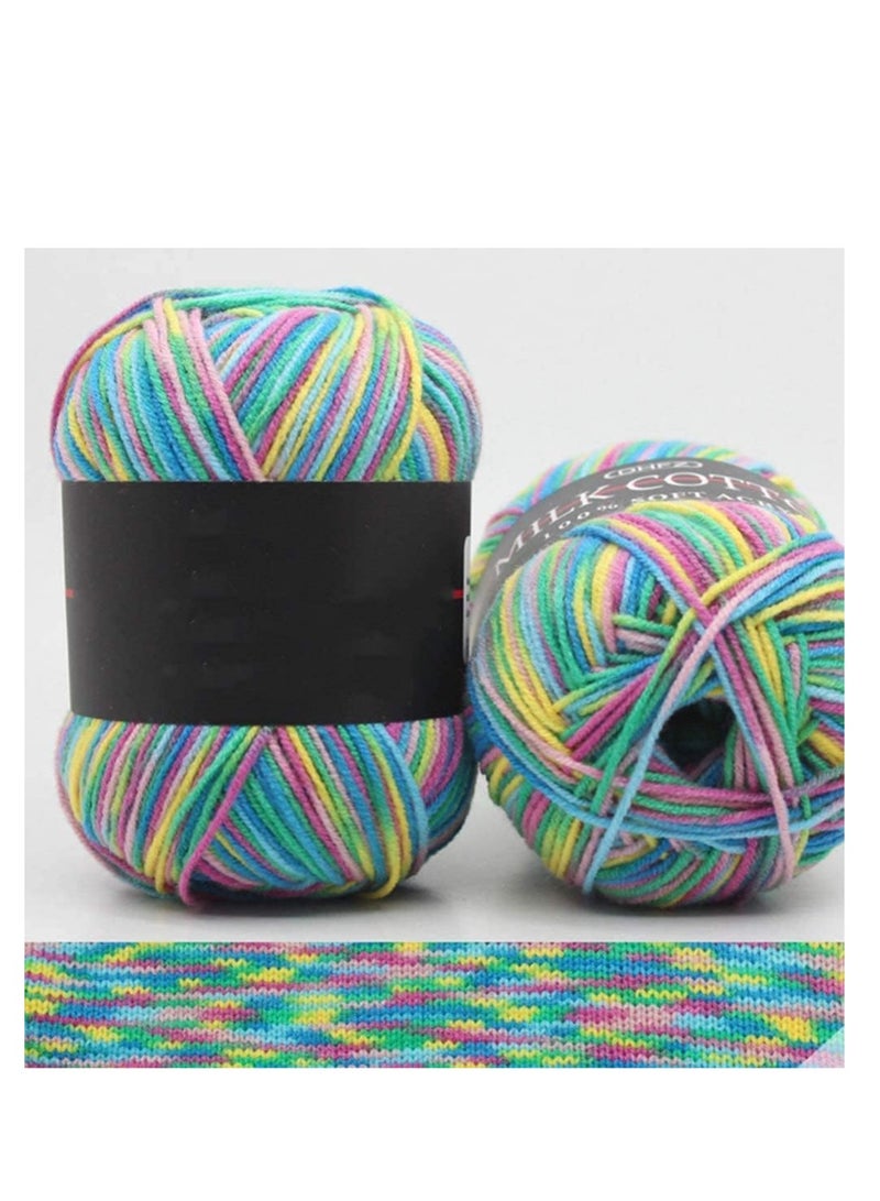 5 Rolls Crochet Yarn, Gradient Rainbow Milk cotton yarn, Soft Knitting Yarn, Hand Weaving Yarn, Crochet Thread, DIY (Multicolor) - Image 2
