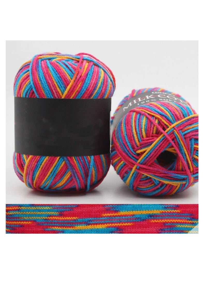 5 Rolls Crochet Yarn, Gradient Rainbow Milk cotton yarn, Soft Knitting Yarn, Hand Weaving Yarn, Crochet Thread, DIY (Multicolor) - Image 3
