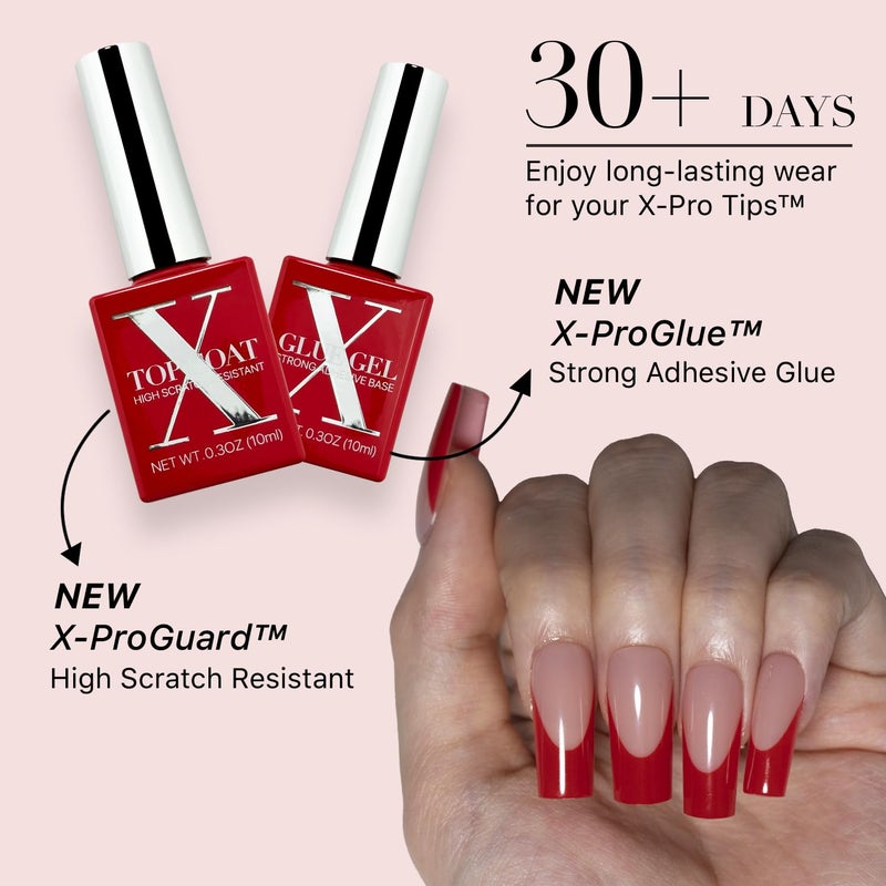 SXC Cosmetics French Tip Press On Nails â€“ Red Series, Medium Square, X-Pro Tips Starter Kit | 150PCS, 15 Sizes, 5 Styles, Beginner-Friendly - Image 5