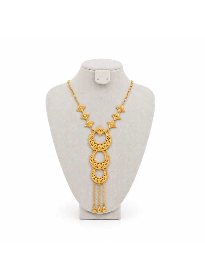 Women’s Gold-Tone Crescent and Star Statement Necklace with Chain Tassels