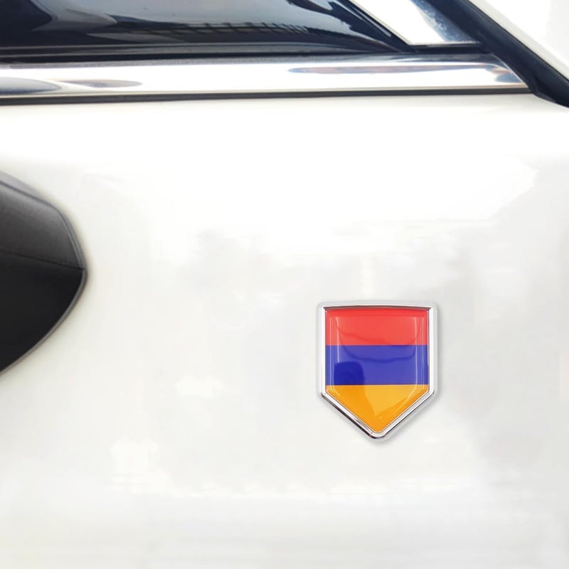 Overdecor 2 Pack Armenia Flag Decal Armenian Sticker Emblem Chrome Shield Flags for Car Bumper - Image 4