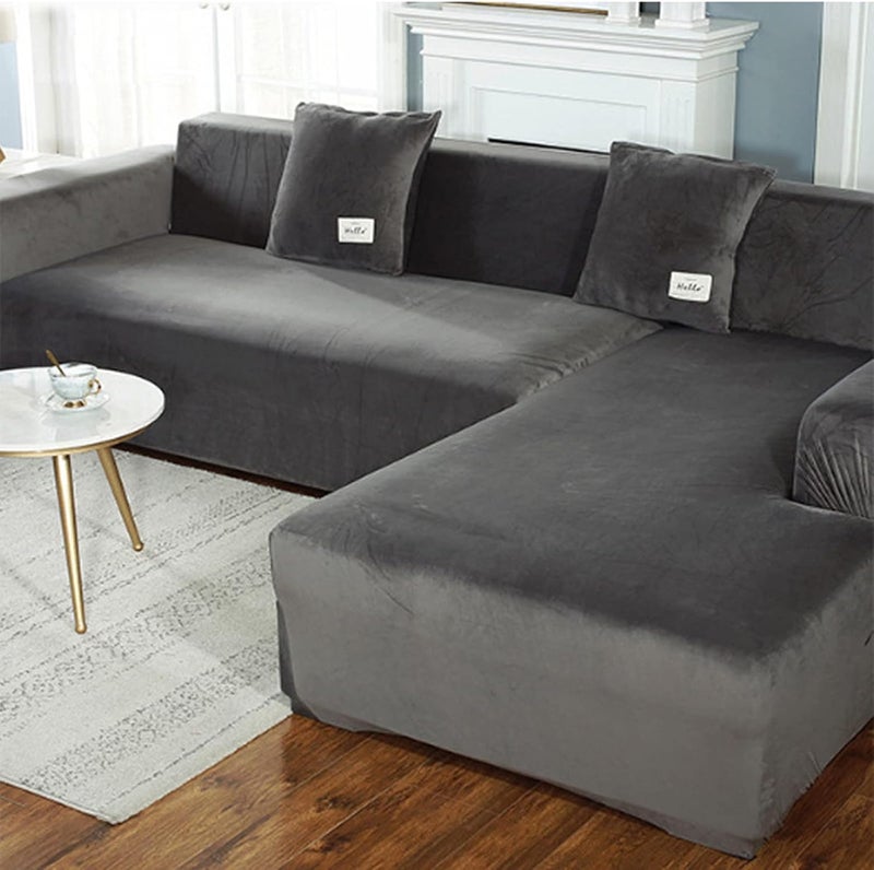 2PCS Pillowcase Sofa Cushion Pillow Cover NO Pillow 45 x 45cm Washable Furniture Protector Thick Plush Soft and Durable Pillowcase Suitable for Sofa（Drak Gray） - Image 3
