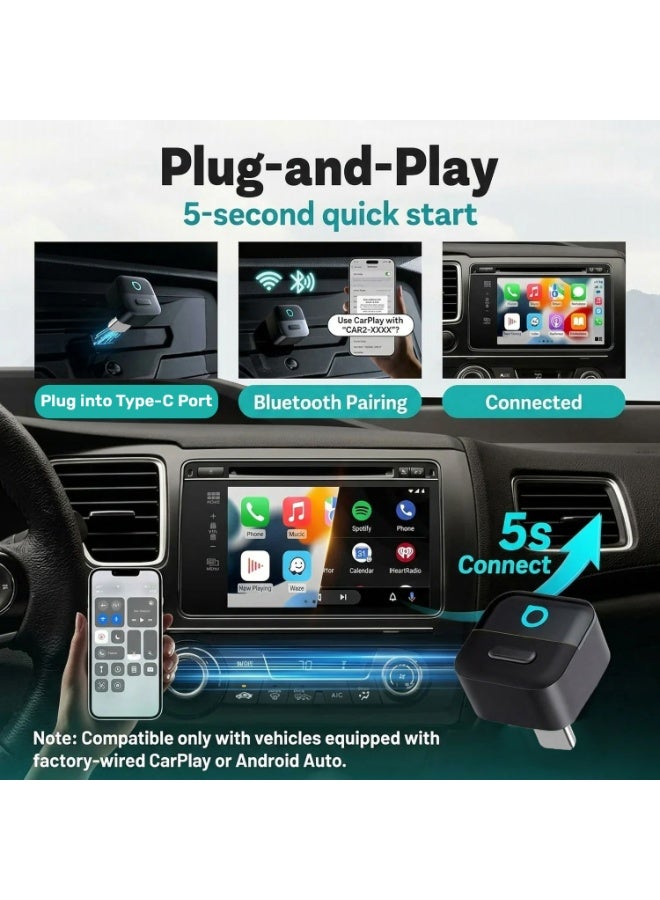 Ottocast Mini Pico 2-in-1 Wireless CarPlay & Android Auto Adapter, WiFi 6 & Bluetooth 5.4, Fast Auto Reconnect, Dual Device Memory, Voice Control, OTA Updates, Plug & Play Smart Car Connectivity - Image 2