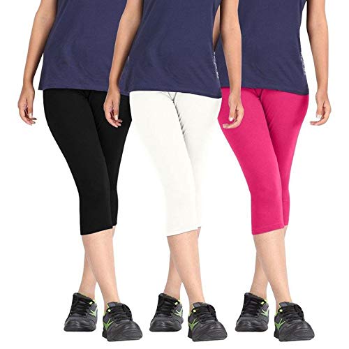 FeelBlue Women's Cotton Casual/Gym/Sports 3/4th Capri, Free Size - Image 1