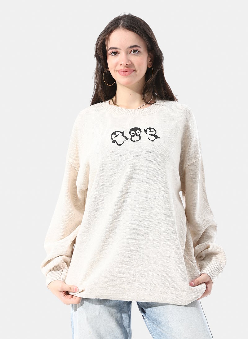 Andora Round Neck Slip On Knit Pullover - Image 1