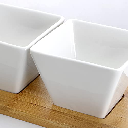 Elama 5 Piece Signature Modern Appetizer and Condiment Server with 4 Serving Dishes and a Bamboo Serving Block - Image 3