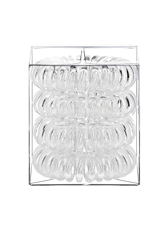 Goolsky رباط شعر حلزوني للنساء - حلقات بدون تجاعيد للشعر السميك والرفيع، روابط هاتف بدون ضرر، 4 قطع (شفاف) - Image 1