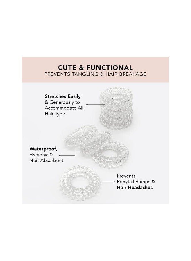 Goolsky رباط شعر حلزوني للنساء - حلقات بدون تجاعيد للشعر السميك والرفيع، روابط هاتف بدون ضرر، 4 قطع (شفاف) - Image 3