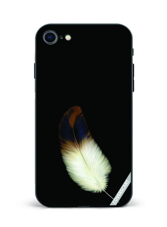 Protective Case Cover For Apple iPhone SE 2022 Feather Design Black