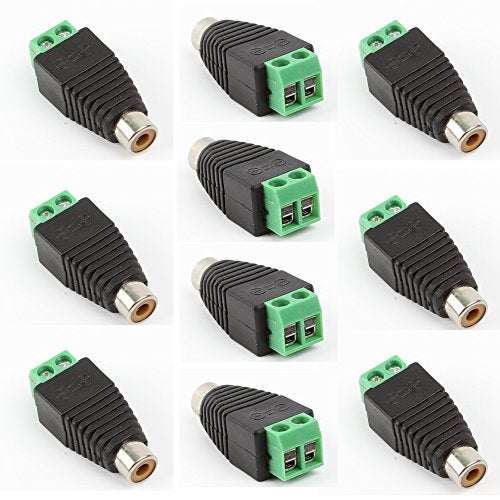 exgoofit Phono RCA Screws Male Female Plug to AV Screw Terminal Audio/Video Connector Adapter (10 Male +10 Female Connector) - Image 4