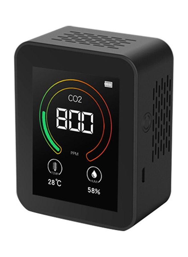 NIBEMINENT Intelligent Big Screen CO2 Temperature Detector Tool Black 9.20x4.20x7.20cm - Image 1