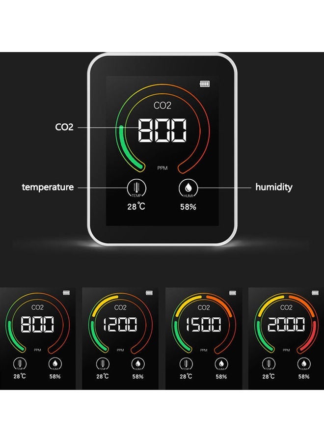 NIBEMINENT Intelligent Big Screen CO2 Temperature Detector Tool Black 9.20x4.20x7.20cm - Image 4