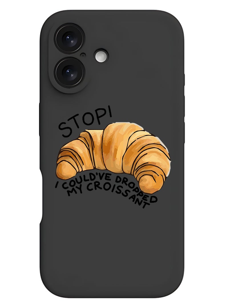 Theodor Protective Slim Fit Case Liquid Silicone Cover with Full Body Protection Anti-Scratch Shockproof Case For Apple iPhone 17 (Black) Croissant B - Image 1