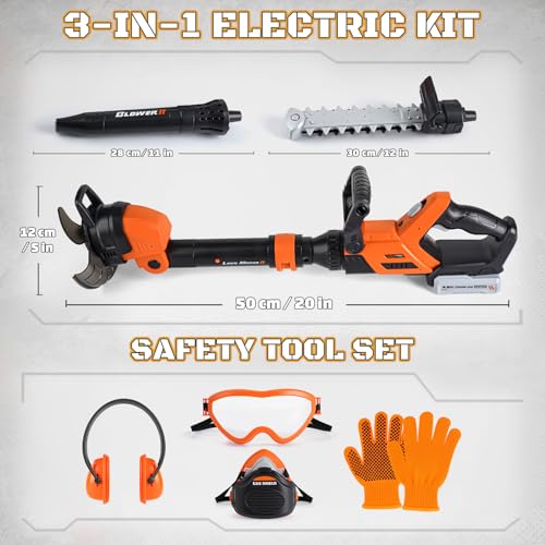 Vanplay 3in1 Kids Yard Tools Kids Weed Wacker Toy Kids Leaf Blower Chainsaw Kids Garden Tools with Safety Equipment Realistic Lights Sounds Pretend Play Outdoor Indoor Toys - Image 5