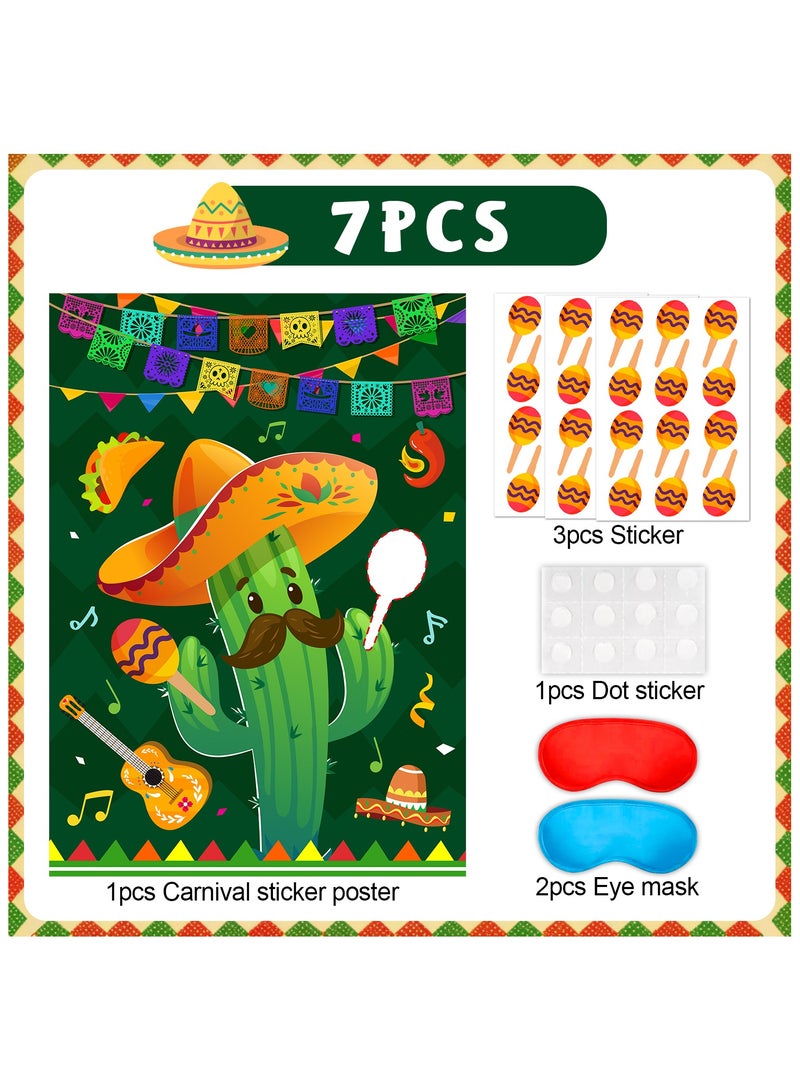 حفلة مثمرة ثبت الماراكاس على الصبار ألعاب مكسيكية، 7 قطع مجموعة ألعاب دبوس مكسيكية - ألعاب حفلة مكسيكية ملصقات عصابة عين الماراكاس المكسيكية إلخ زينة حفلة عيد ميلاد مكسيكية - Image 2