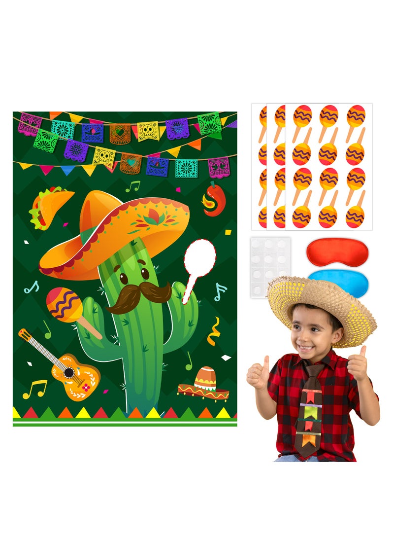 حفلة مثمرة ثبت الماراكاس على الصبار ألعاب مكسيكية، 7 قطع مجموعة ألعاب دبوس مكسيكية - ألعاب حفلة مكسيكية ملصقات عصابة عين الماراكاس المكسيكية إلخ زينة حفلة عيد ميلاد مكسيكية - Image 1