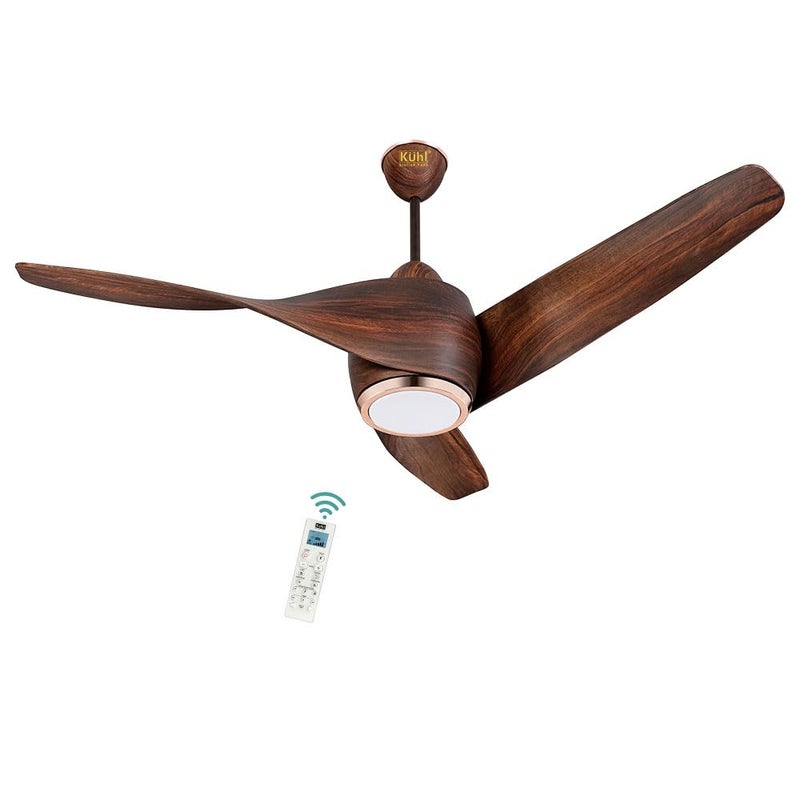 KUHL KUHL Twist L3 1320 mm 65 Power Saving BLDC Ceiling Fan BEE 5 Star Rated ISI Marked High Air Flow 5YearWarranty on Motor By Brand Free Installation IoT Operate via Mobile Alexa Teak - Image 1