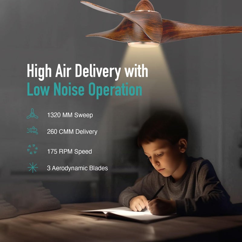 KUHL KUHL Twist L3 1320 mm 65 Power Saving BLDC Ceiling Fan BEE 5 Star Rated ISI Marked High Air Flow 5YearWarranty on Motor By Brand Free Installation IoT Operate via Mobile Alexa Teak - Image 4