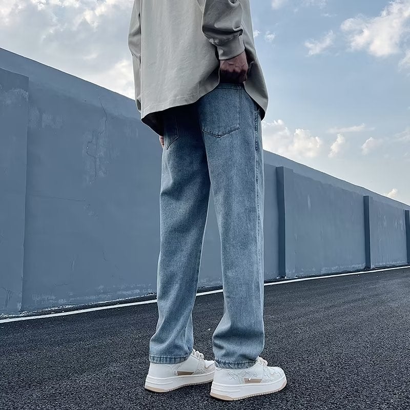 Vintage Jeans Men'S Winter Straight Loose Fleece-Lined Thick Wide Leg American High Street Fashion Long Pants For Boys - Image 5
