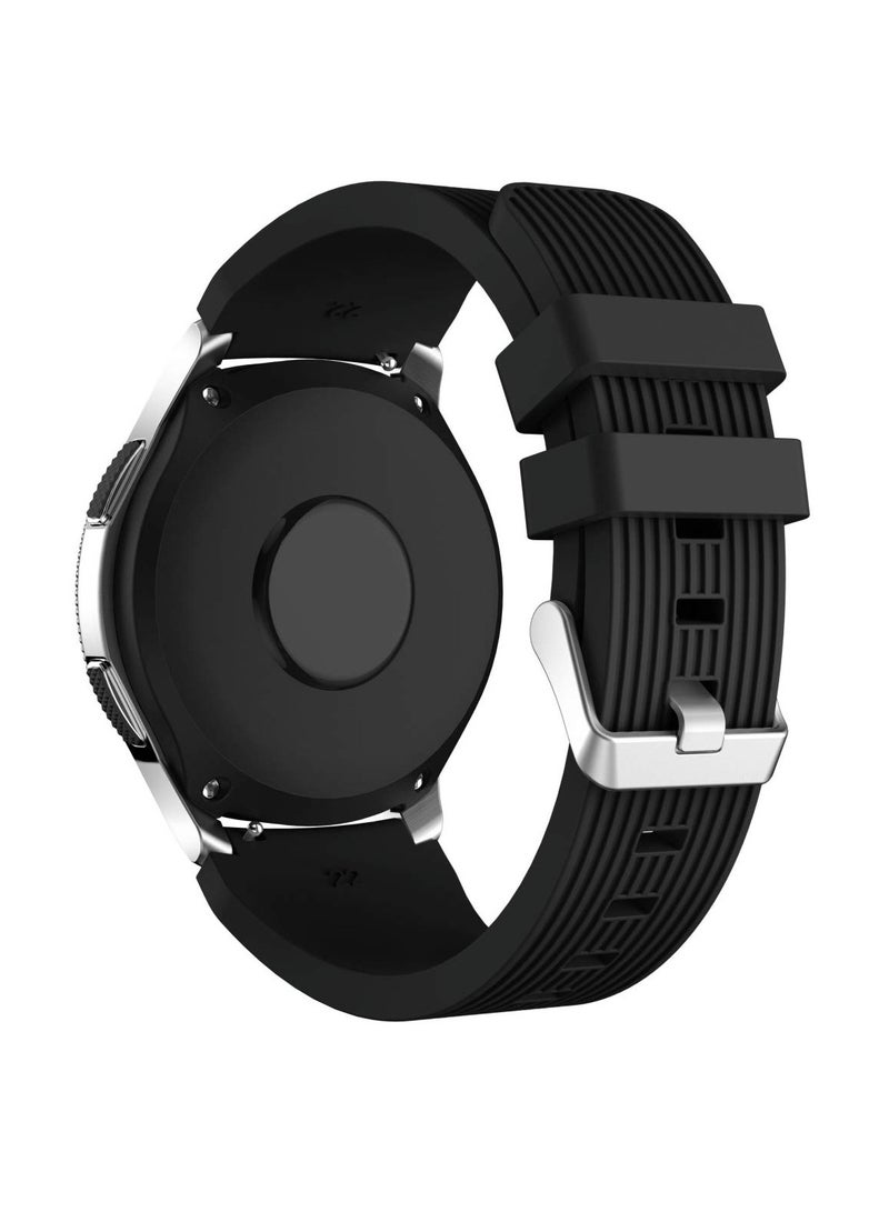 Band Compatible for Samsung Galaxy Watch 3 45mm/Galaxy Watch 46mm Bands/Gear S3 Frontier 22mm Smart Watch Band Silicone Casual Straps Accessories for Women Men (Black) - Image 3