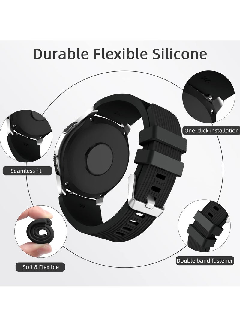 Band Compatible for Samsung Galaxy Watch 3 45mm/Galaxy Watch 46mm Bands/Gear S3 Frontier 22mm Smart Watch Band Silicone Casual Straps Accessories for Women Men (Black) - Image 4