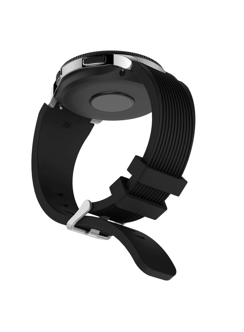 Band Compatible for Samsung Galaxy Watch 3 45mm/Galaxy Watch 46mm Bands/Gear S3 Frontier 22mm Smart Watch Band Silicone Casual Straps Accessories for Women Men (Black) - Image 5