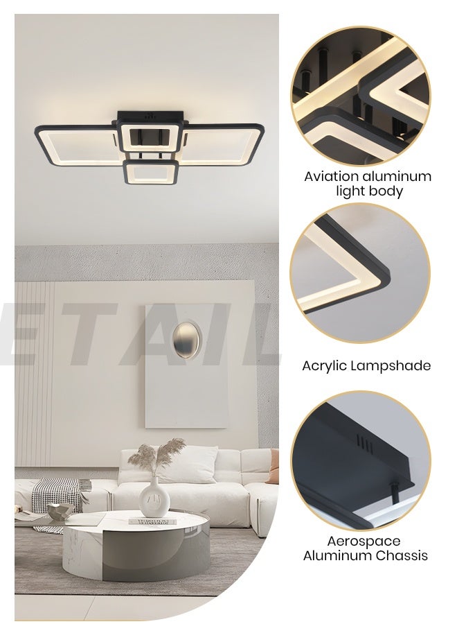 YATAI LIGHTING 4-Square 62cm Rectangular LED Ceiling Light, 64W Dimmable Modern Fixture with Remote, Adjustable 3000K–6000K Color, for Bedroom, Living Room, Dining - Image 4