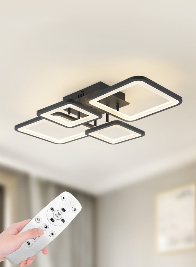 YATAI LIGHTING 4-Square 62cm Rectangular LED Ceiling Light, 64W Dimmable Modern Fixture with Remote, Adjustable 3000K–6000K Color, for Bedroom, Living Room, Dining - Image 1