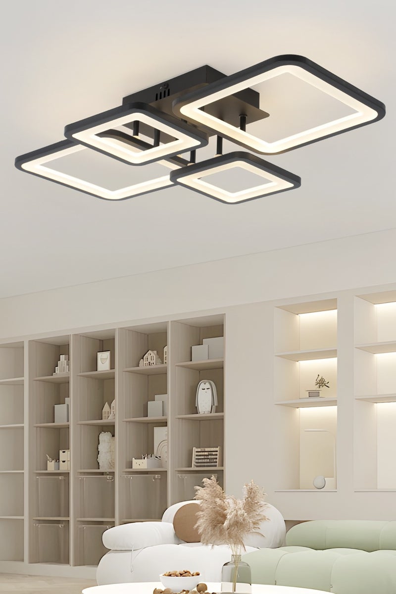 YATAI LIGHTING 4-Square 62cm Rectangular LED Ceiling Light, 64W Dimmable Modern Fixture with Remote, Adjustable 3000K–6000K Color, for Bedroom, Living Room, Dining - Image 5