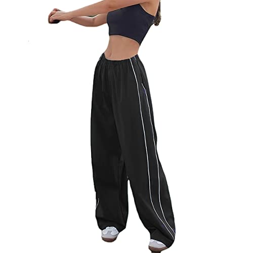 XPONNI Track Pants Women Baggy Pants Y2k Pants Parachute Pants for Women Y2K Clothing(Black,S,Small) - Image 1