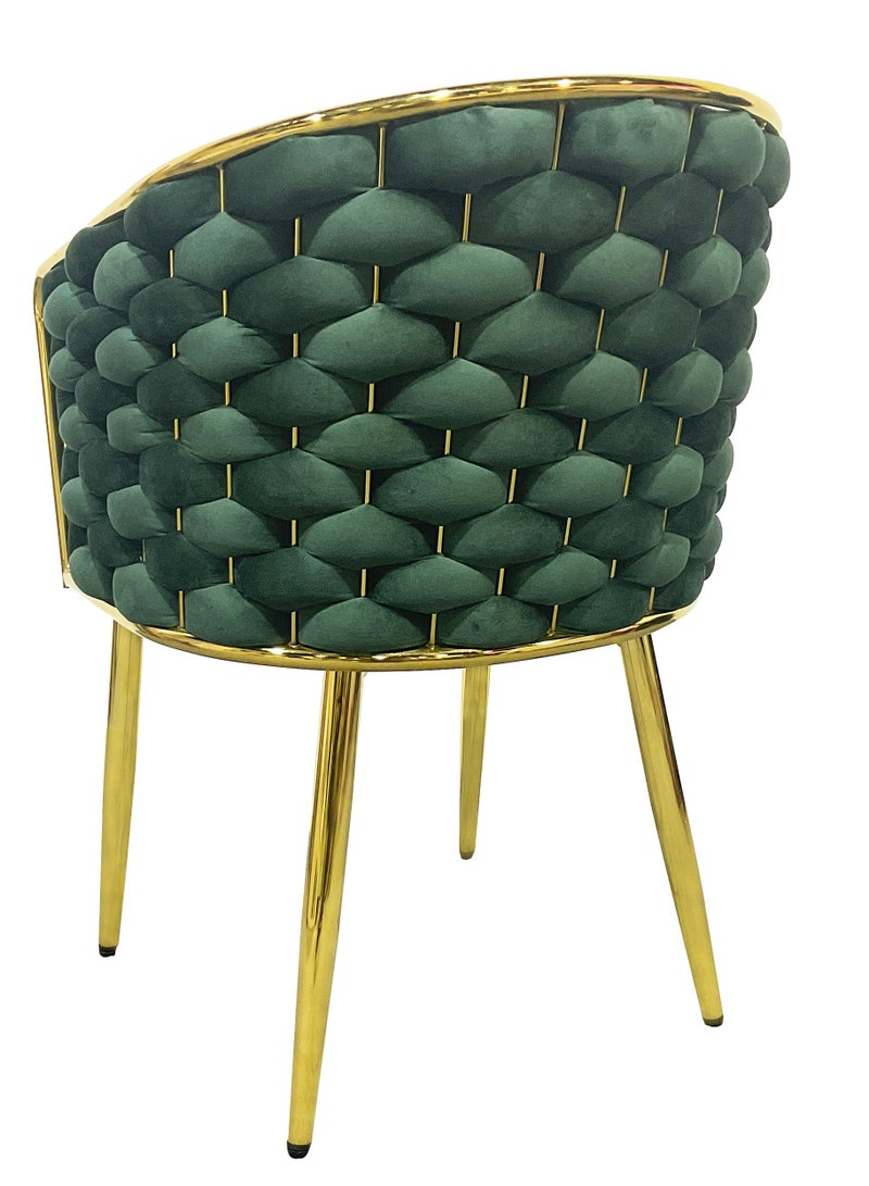 MAPLE HOME DECORATION Maple Home Dining Chair Velvet Twisted Wide Backrest Armrest Golden Metal Leg Comfy Modern Living Kitchen Restaurant Hotel Furniture  - Image 4