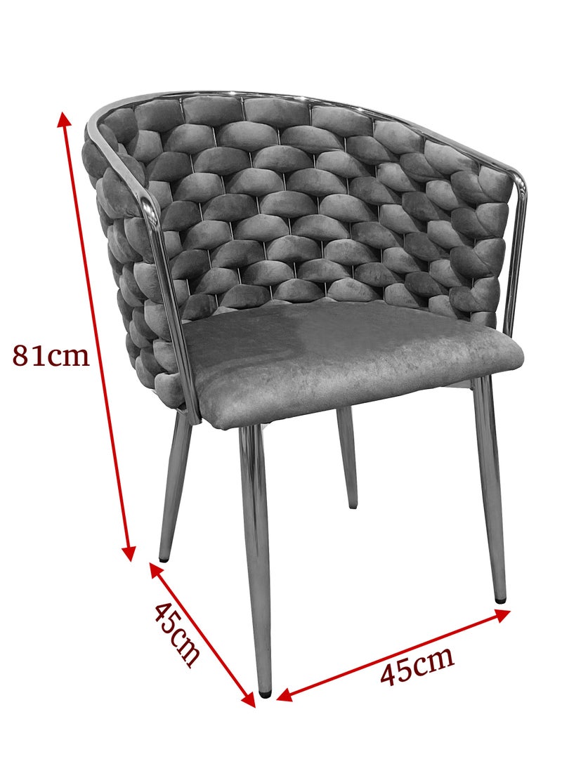 MAPLE HOME DECORATION Maple Home Dining Chair Velvet Twisted Wide Backrest Armrest Golden Metal Leg Comfy Modern Living Kitchen Restaurant Hotel Furniture  - Image 5