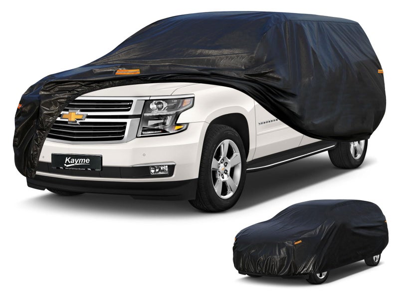 Kayme 7 Layers SUV Car Cover Waterproof All Weather Outdoor Large SUV Cover Rain UV Protection Universal Fit for Chevrolet Chevy Suburban GMC Yukon XL Lincoln Navigator LWB 215230 inch