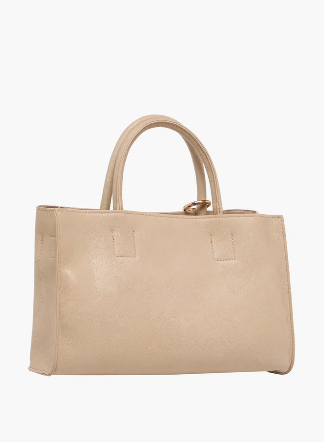 Flora Bella By Shoexpress BEIGE Solid Tote Bag with Adjustable Strap and Detachable Pouch  | Best Price UAE