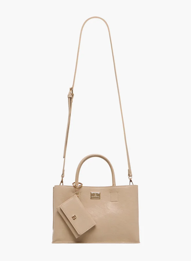 Flora Bella By Shoexpress BEIGE Solid Tote Bag with Adjustable Strap and Detachable Pouch  | Best Price UAE