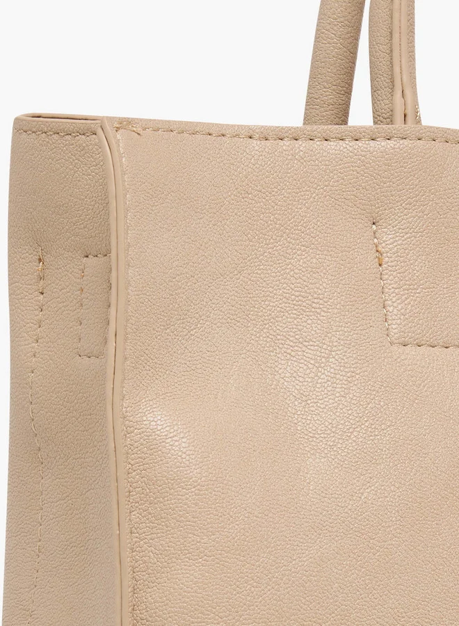 Flora Bella By Shoexpress BEIGE Solid Tote Bag with Adjustable Strap and Detachable Pouch  | Best Price UAE