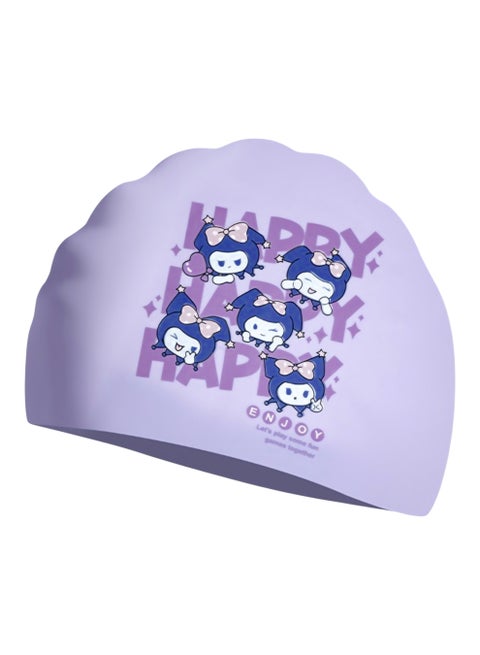 Purple Kuromi Swimming Cap for Girls - Waterproof Silicone Swim Cap Kids 3-12 Years - Cute Cartoon Comfortable Fit