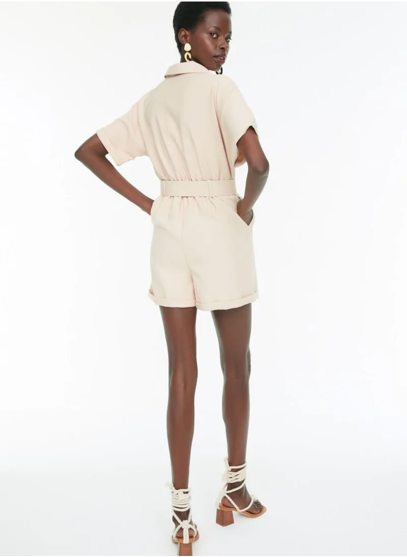 trendyol Double Breasted Roll Hem Playsuit