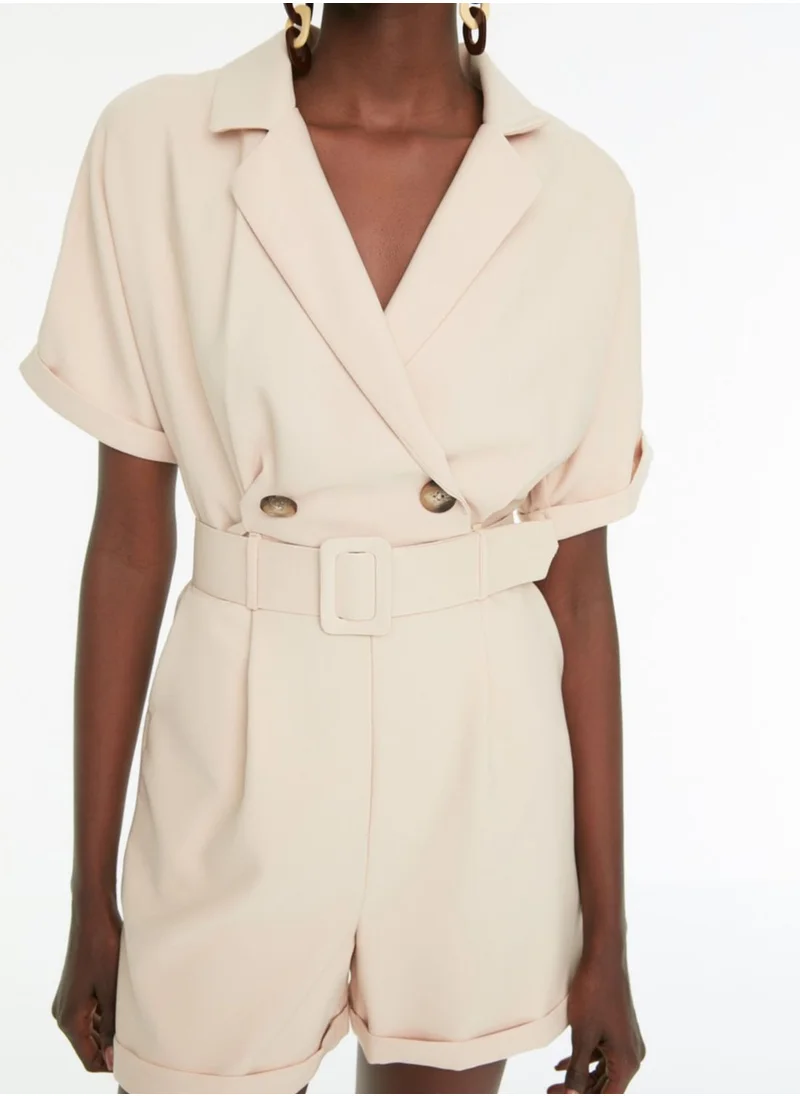 trendyol Double Breasted Roll Hem Playsuit
