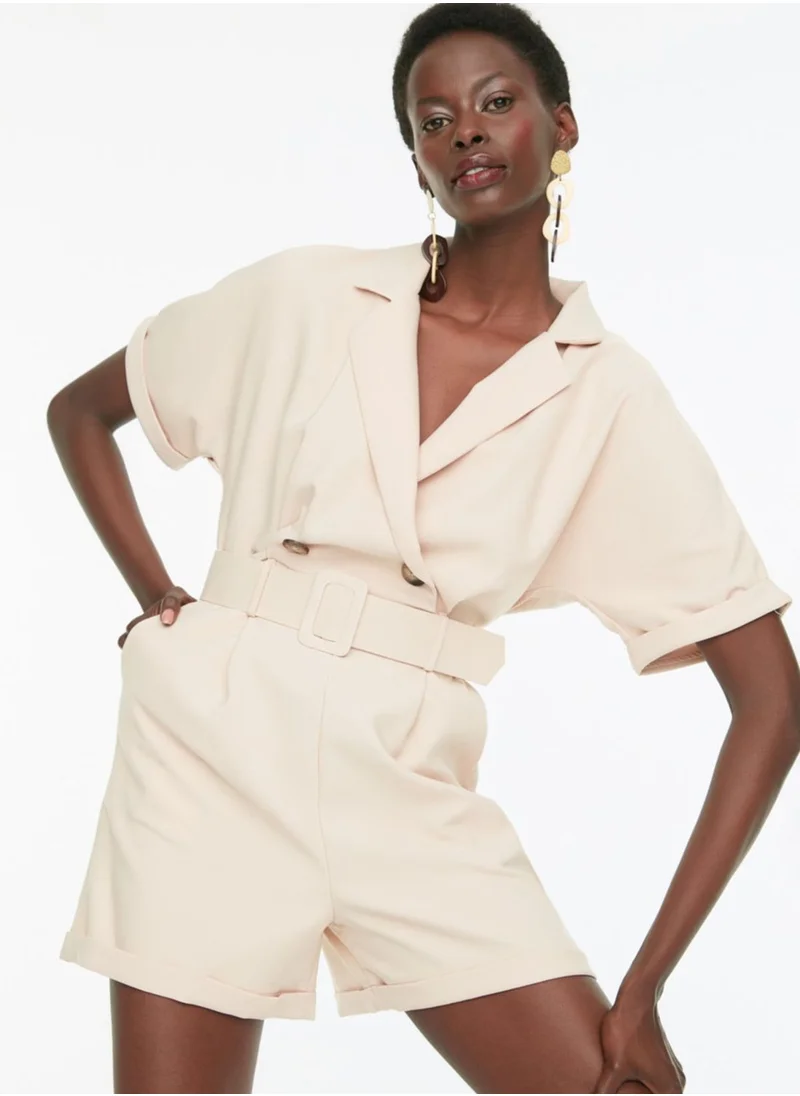 trendyol Double Breasted Roll Hem Playsuit