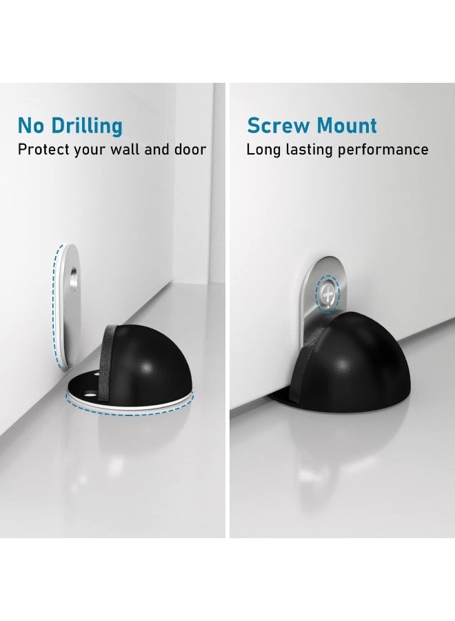 Emerald Magnetic Door Stoppers No Drill Door Stops Magnetic Floor Mount Door Stopper, Self Adhesive, Stainless Steel Magnet Door Stop Wall Protector Door Catch Holder Keep Door Open, Black- (2 Pack) - Image 4
