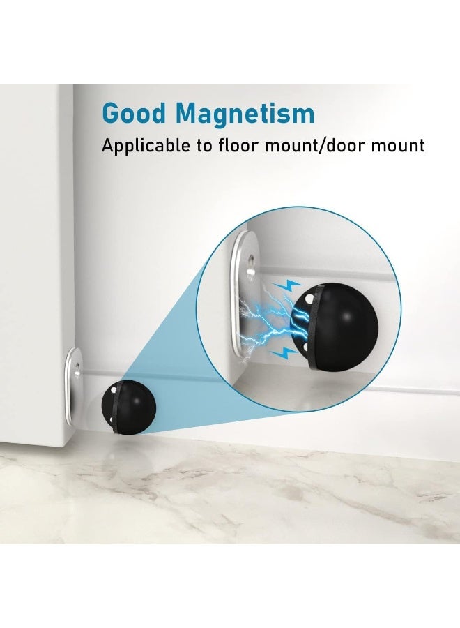 Emerald Magnetic Door Stoppers No Drill Door Stops Magnetic Floor Mount Door Stopper, Self Adhesive, Stainless Steel Magnet Door Stop Wall Protector Door Catch Holder Keep Door Open, Black- (2 Pack) - Image 5