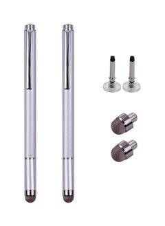 NIBEMINENT 2 In 1 Touchscreen Stylus Pens With Fiber Tip And Disc Silver  - Image 1