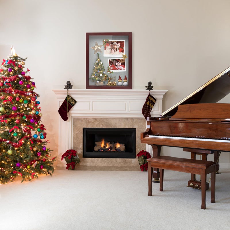 ILOT 12"x16" Solid Wood Mahogany Display Shadow Box Frame - Solid Wood Memory Box for Keepsakes (Picture Box, Military, Wedding, Graduation, and Flower Shadow Box) - Image 4