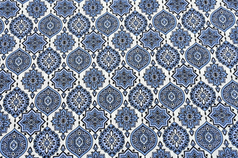 EasyGoods® Pure Cotton Ethnic Jaipuri Printed Double Bedsheet with 2 Pillow Covers | Soft & Breathable 240 TC Fabric | Traditional Rajasthani Design for Elegant Home Decor (Ocean Blue) - Image 4