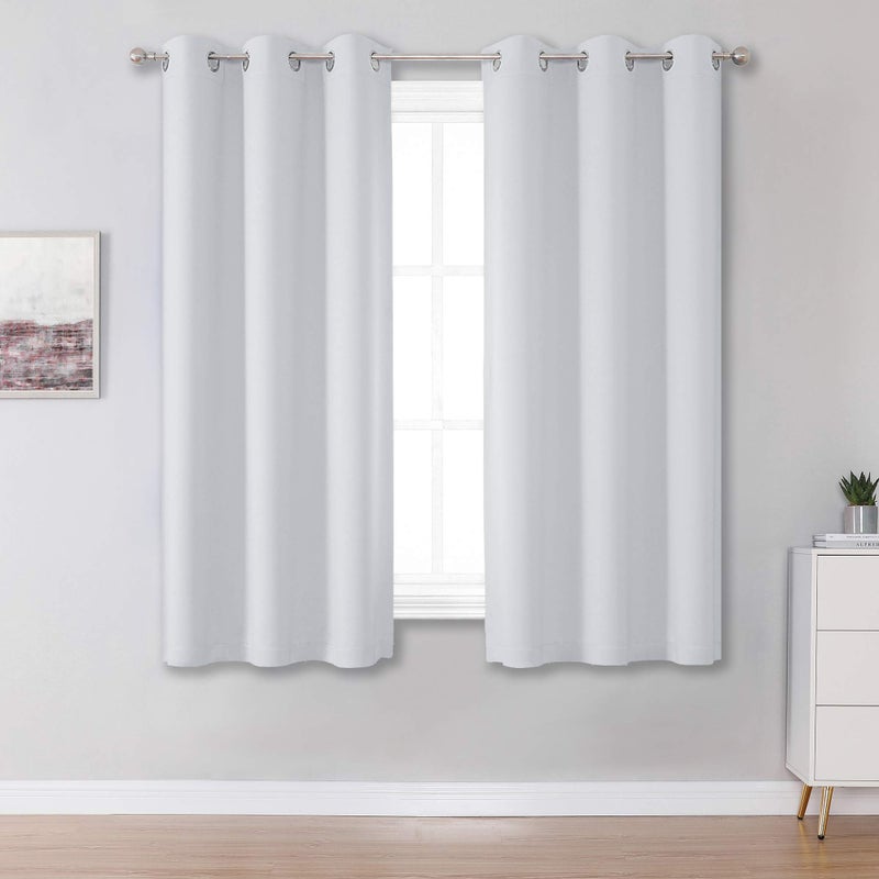 DUALIFE Greyish White Solid Curtain Panels with Grommet for Small Windows 54 Inches Length Thermal Insulated Window Treatment Blackout Curtain Drapes for Bedroom 38x54 Inch Length2 Panels