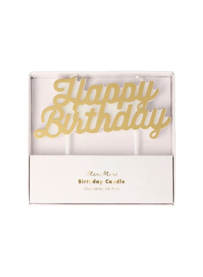 Meri Meri Gold Happy Birthday Candle - Image 1