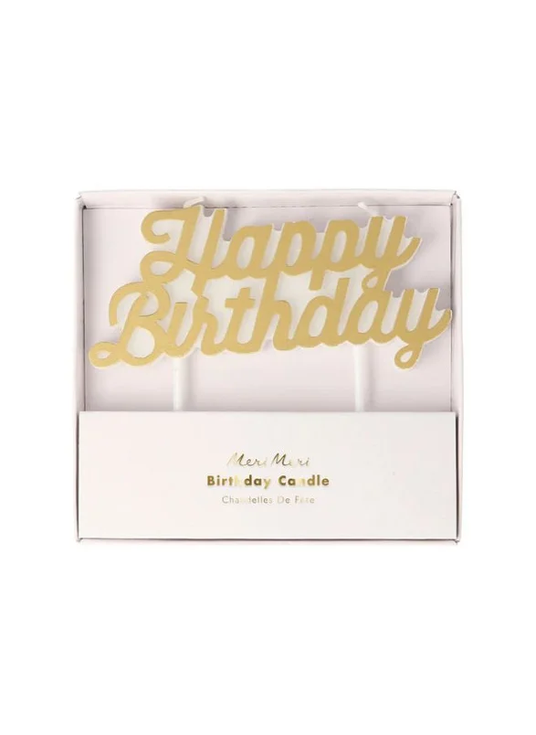 Meri Meri Gold Happy Birthday Candle