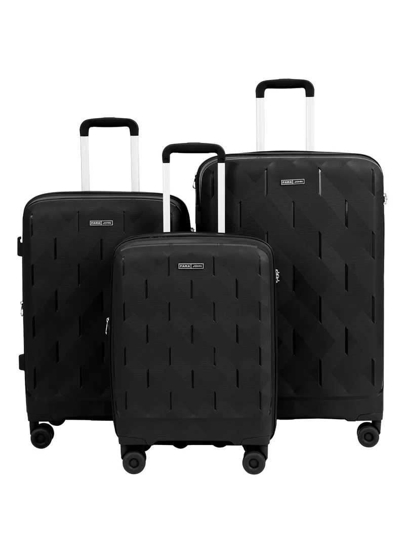 بارا جون Parajohn Gridron Series Set of 3 Luggage | Lightweight Small 10KG, Medium 20KG & Large 30KG ABS 8 Wheels Trolley Hardsided Travel Suitcase Black
