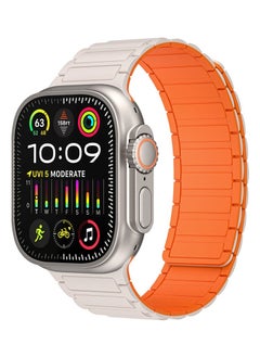 KENSUO Magnetic Bands Bracelet for Apple Watch Ultra/2 Band 49mm 45mm 44mm 46mm 42mm iWatch band 40mm 41mm 38mm Women/Men,Silicone Strap Sport Loop Wristbands for Apple Watch Series 10/9/8/7/6/5/4/3/2/SE，White and Orange  - Image 1